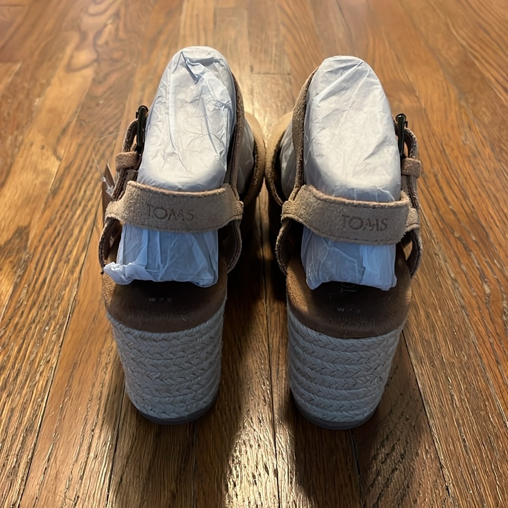 Tom's Willow Platform Sandal Honey Suede Beige size 7.5 - Picture 4 of 9